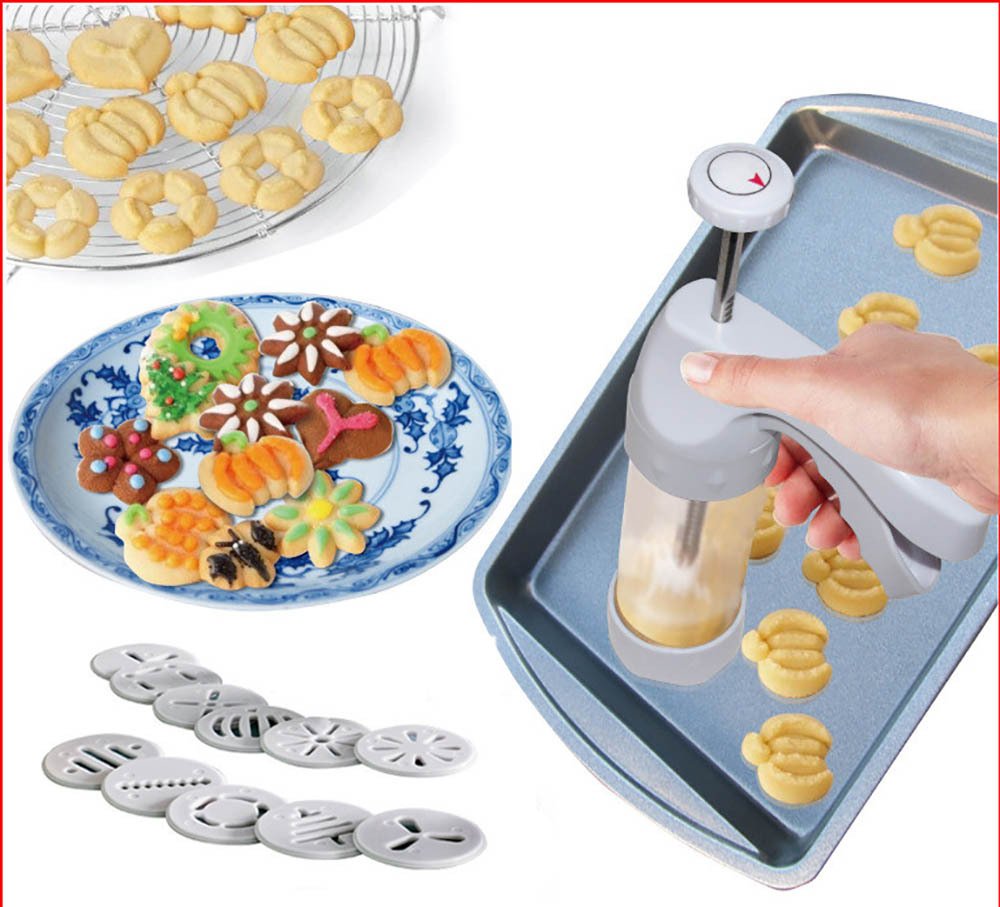 Cookie Mold, Decorating Gun, Biscuit Machine, 12 Slices, 6 Cream Mounting - Image 4