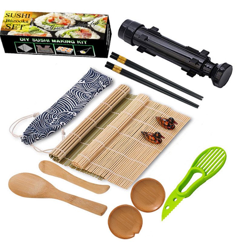 Mould Bamboo Wooden Dish Free Combination Rolling Curtain Rice Spoon Creative Sushi Set - Image 2