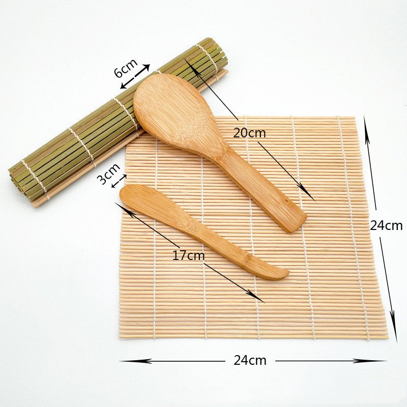 Mould Bamboo Wooden Dish Free Combination Rolling Curtain Rice Spoon Creative Sushi Set - Image 3