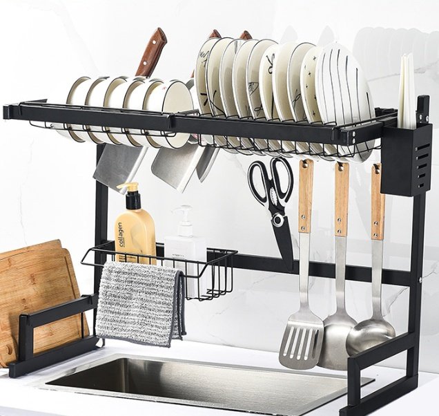 Kitchen Stainless Steel Sink Rack Drain Basket Dish Storage Rack Sink Dishwashing Place - Image 2