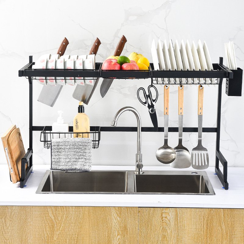 Kitchen Stainless Steel Sink Rack Drain Basket Dish Storage Rack Sink Dishwashing Place - Image 3