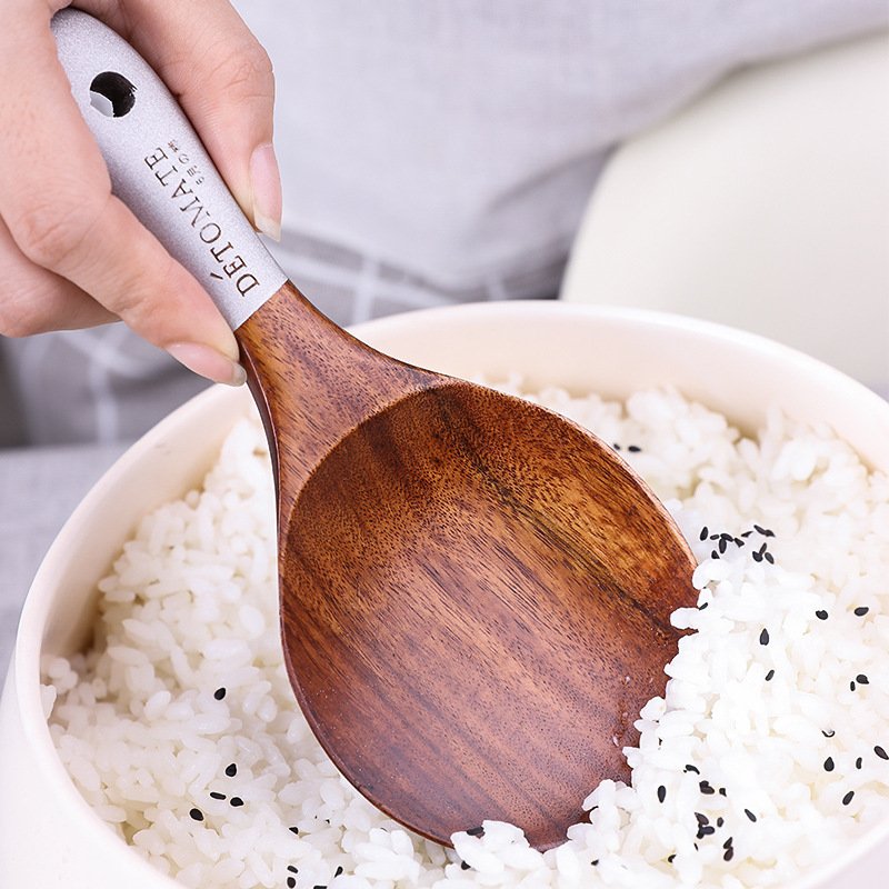 Simple Teak Lacquer Colorful Kitchen Utensils Soup Spoon Vegetable Shovel - Image 2