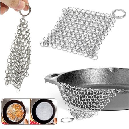 Silver Stainless Steel Cast Iron Cleaner Chainmail Scrubber