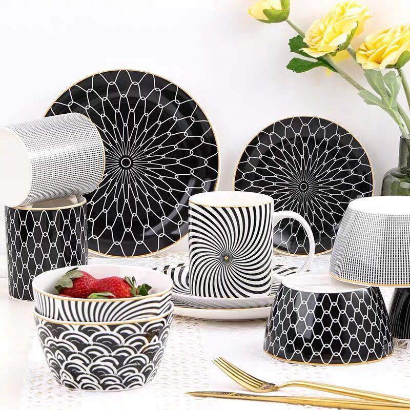 8-inch Nordic Style Geometric Series Ceramic Breakfast Plate Western Steak Flat Dish Plate Fruit Plate Decoration Hanging Plate - Image 3