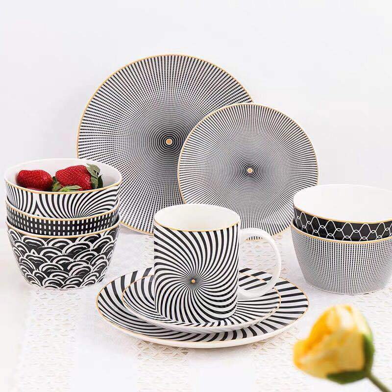 8-inch Nordic Style Geometric Series Ceramic Breakfast Plate Western Steak Flat Dish Plate Fruit Plate Decoration Hanging Plate - Image 2