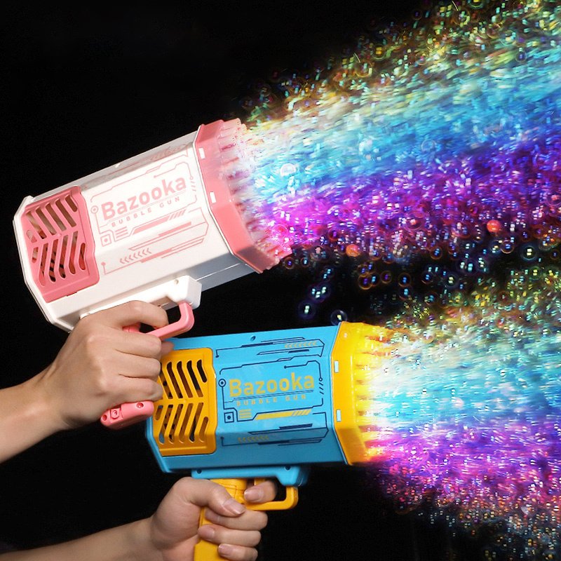 Bubble Gun Rocket 69 Holes Soap Bubbles Machine Gun Shape Automatic Blower With Light Toys - Image 3