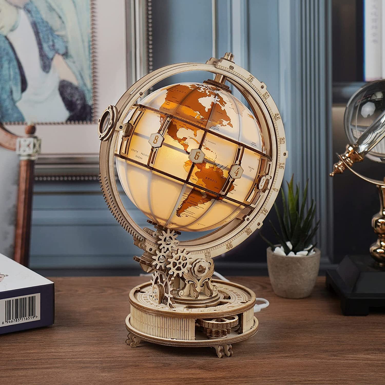 Rokr Luminous Globe 3D Wooden Hot Selling 180PCS Model Building Block Kits Toy - Image 4