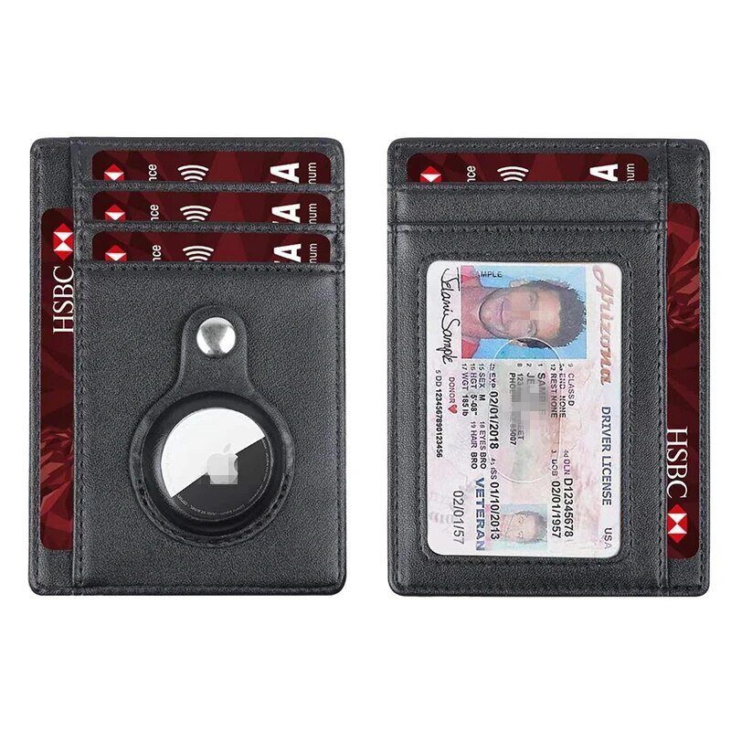 Leather Man Airtags Wallet Casekey For Apple Airtags Anti-lost Protective Cover - Image 2