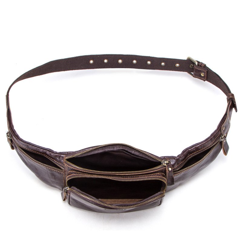 Men's Sports Waist Bag First Layer Cowhide Multifunctional - Image 2