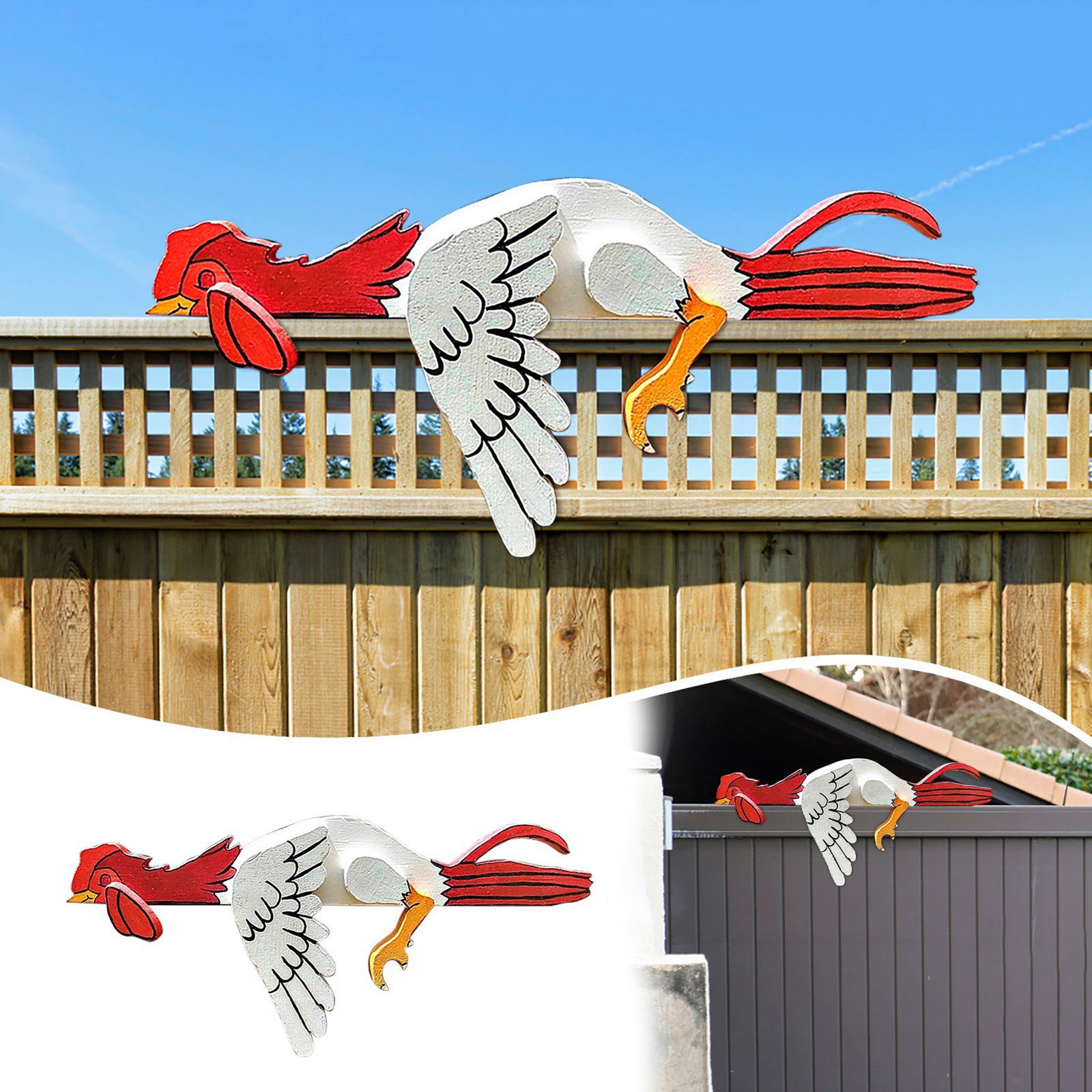 Resting Rooster Rail Pet Cock Decorations - Image 2