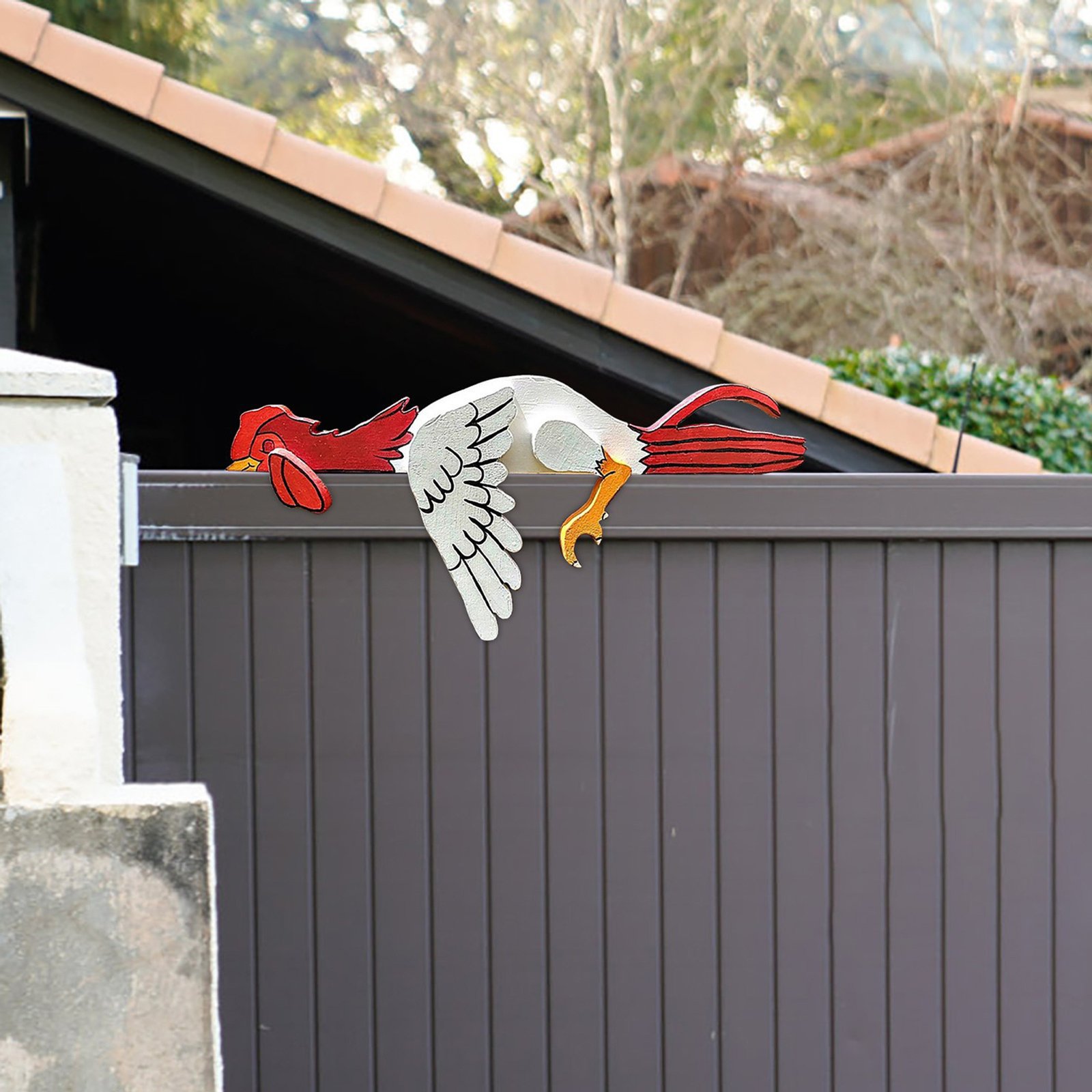 Resting Rooster Rail Pet Cock Decorations