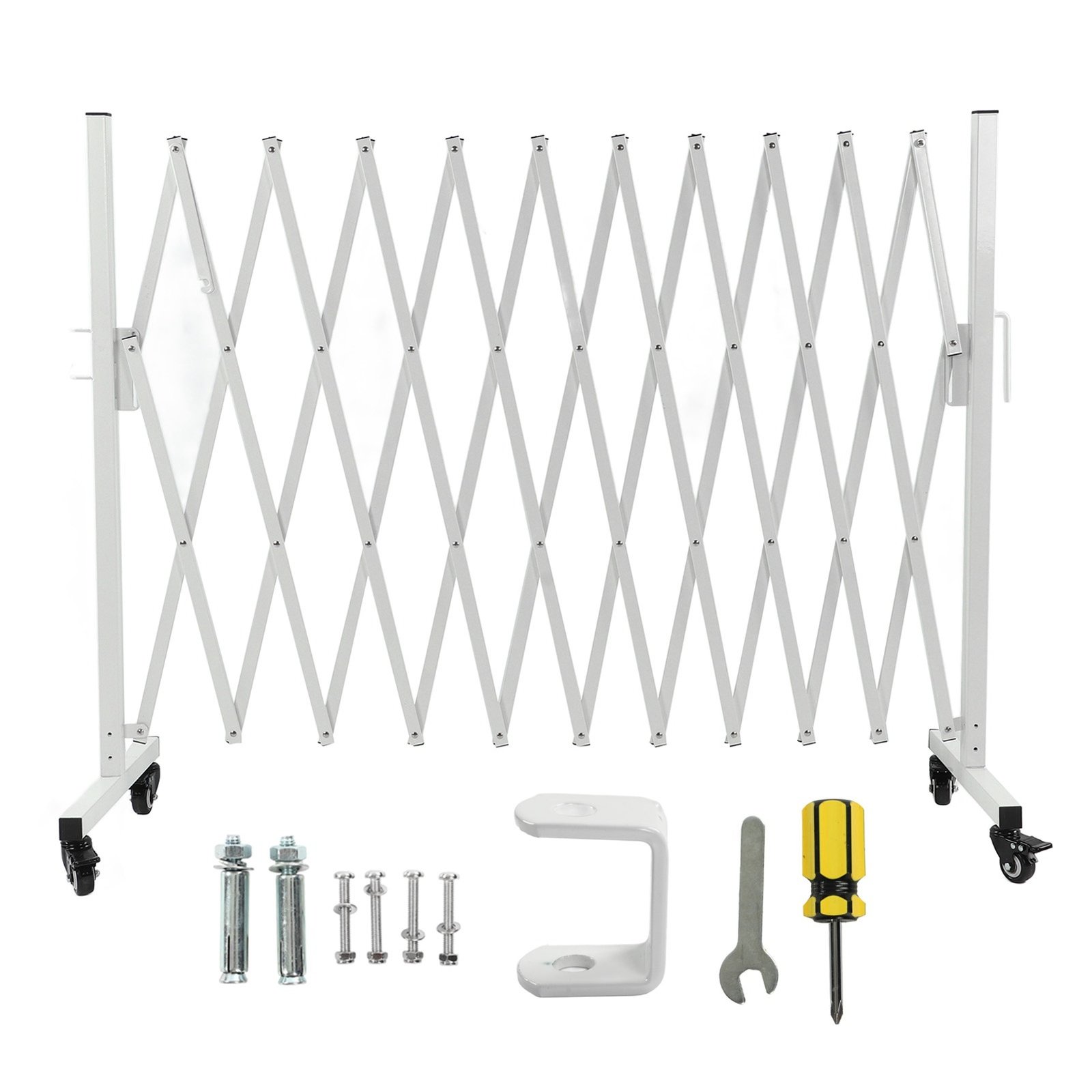 Metal Expandable Barricade Gate Folding Mobile Safety Barrier Driveway Security Flexible Retractable Fence 130in - Image 3