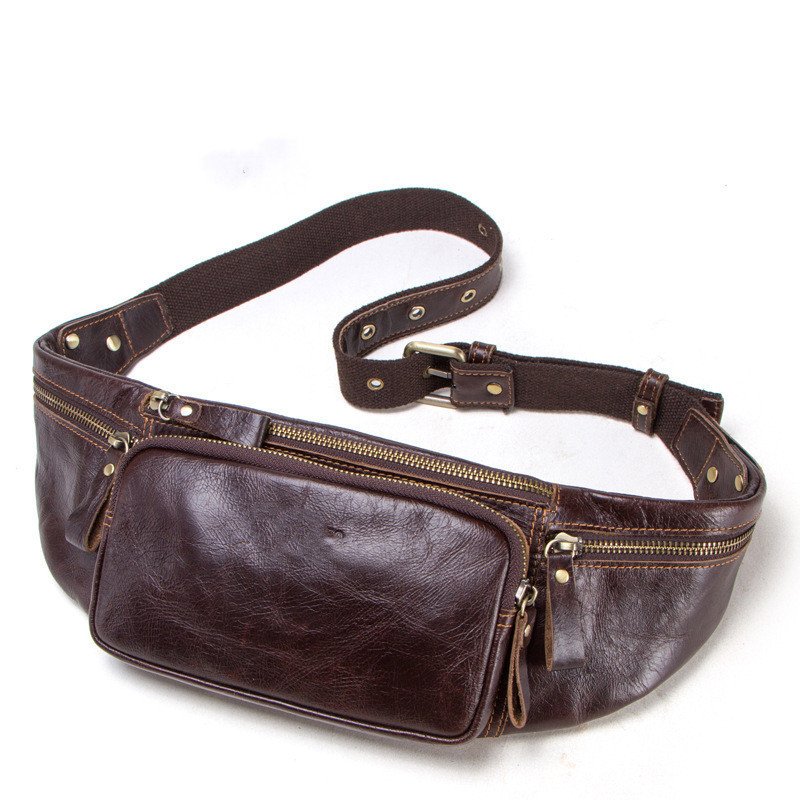 Men's Sports Waist Bag First Layer Cowhide Multifunctional - Image 4